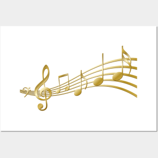 Musical Notes in Gold Posters and Art